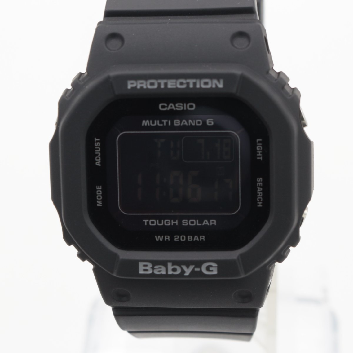 0008 CASIO 腕時計 BABY-G 20気圧防水 電波 ソーラー 耐衝撃性 ワールドタイム 暗所でも見やすい ロングセラー レディース メンズ ブラック