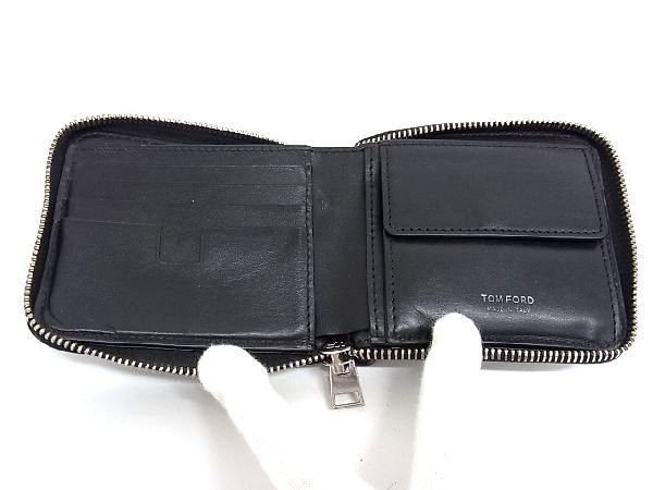 美品 トムフォード ラウンドジップウォレット 1円 □美品□ TOM FORD トムフォード レザー ラウンドファスナー 財布