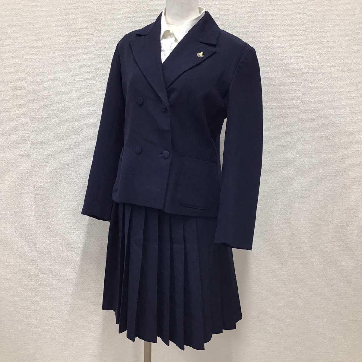 O76 (中古) 兵庫県 明石高校 (旧制服) 3点セット/希少/校章/M/W60-65/ブレザー/ブラウス/スカート/MORIMOTOYA/冬服/制服/女子学生/学生服