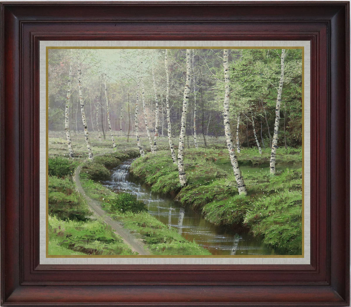 真作保証 早瀬遼６号白樺 應美会会員 印象派モネ彷彿のゴージャス最高傑作 爽やかなオゾンの香りが広がり幻想的なシンフォニーを奏でます