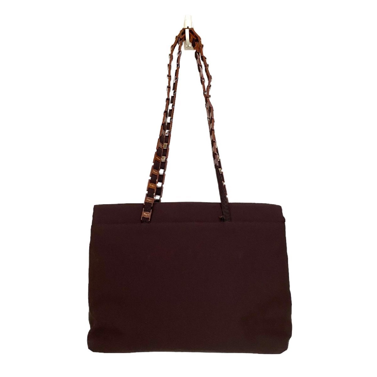 Salvatore Ferragamo フェラガモ トートバッグ ブラウン ヴァラチェーン ナイロンキャンバス