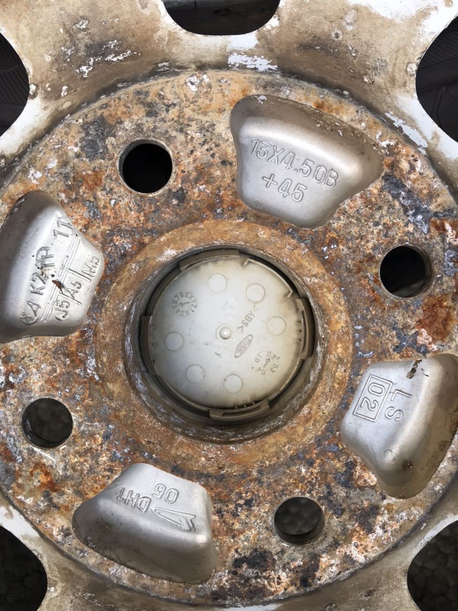 中古　ダイハツ　13インチ　純正アルミホイール&タイヤ　4本セット　13×4.5J / +45 / 4H / PCD100 / 155/65R13 / 2022年製 ダイハツ純正 13インチ - 純正ホイール４本 ミラ 旧ミラ◇13インチ◇中古品・☆4本セット商品