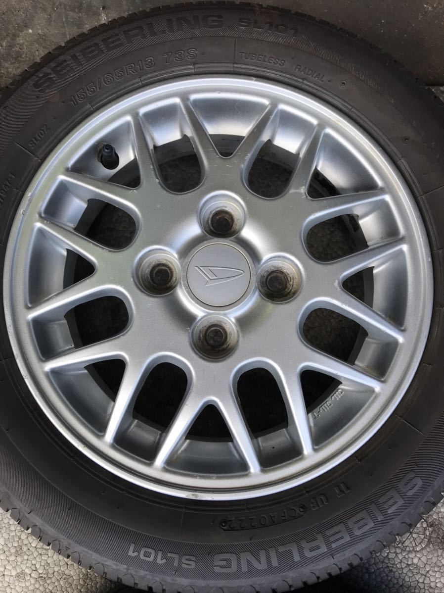中古　ダイハツ　13インチ　純正アルミホイール&タイヤ　4本セット　13×4.5J / +45 / 4H / PCD100 / 155/65R13 / 2022年製 ダイハツ純正 13インチ - 純正ホイール４本 ミラ 旧ミラ◇13インチ◇中古品・☆4本セット商品