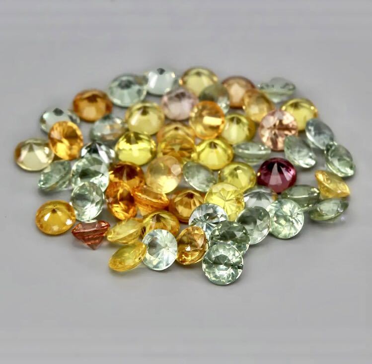 VVS 天然マルチカラーサファイア 2.4 mm x 62 個 4.90 カラット ラウンド