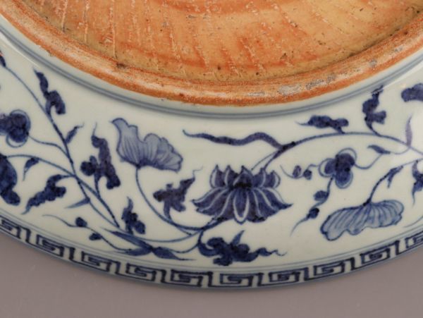 【高品質，本物保証】 中国古玩 唐物 元代 元染付 大皿 古作 時代物 極上品 初だし品 C0673