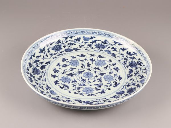 【高品質，本物保証】 中国古玩 唐物 元代 元染付 大皿 古作 時代物 極上品 初だし品 C0673