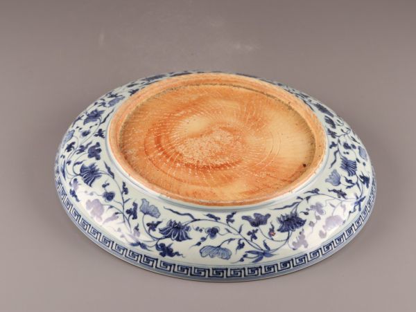 【高品質，本物保証】 中国古玩 唐物 元代 元染付 大皿 古作 時代物 極上品 初だし品 C0673