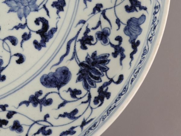 【高品質，本物保証】 中国古玩 唐物 元代 元染付 大皿 古作 時代物 極上品 初だし品 C0673