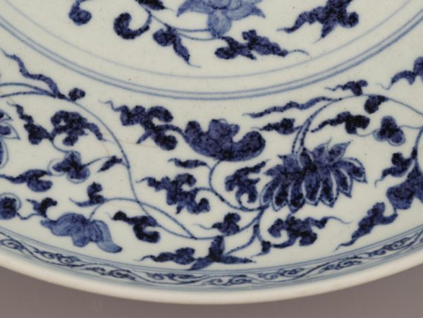 【高品質，本物保証】 中国古玩 唐物 元代 元染付 大皿 古作 時代物 極上品 初だし品 C0673