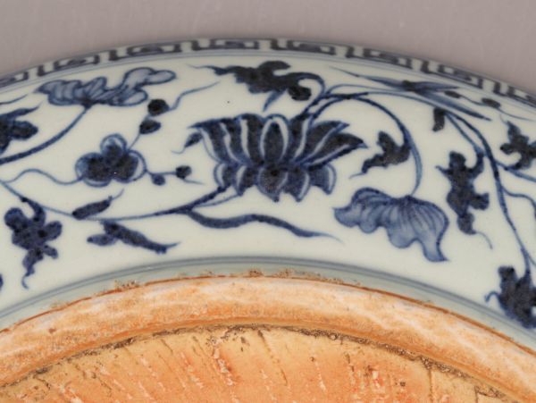 【高品質，本物保証】 中国古玩 唐物 元代 元染付 大皿 古作 時代物 極上品 初だし品 C0673