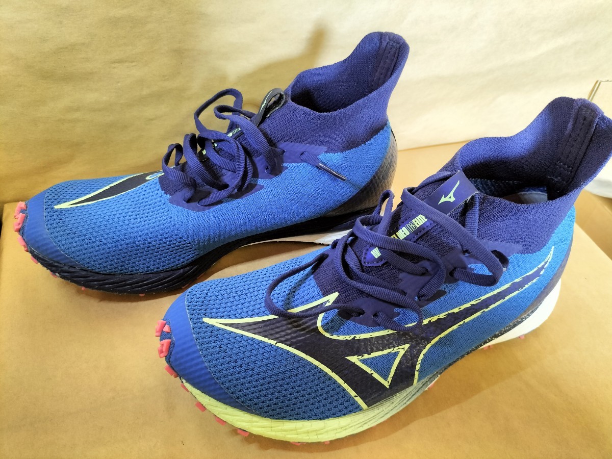 ミズノ ランニングシューズ ウエーブデュエル NEO 2 エリート ブルー×ネイビー×フラッシュイエロー U1GD210025 ユニセックス 　 25.0cm