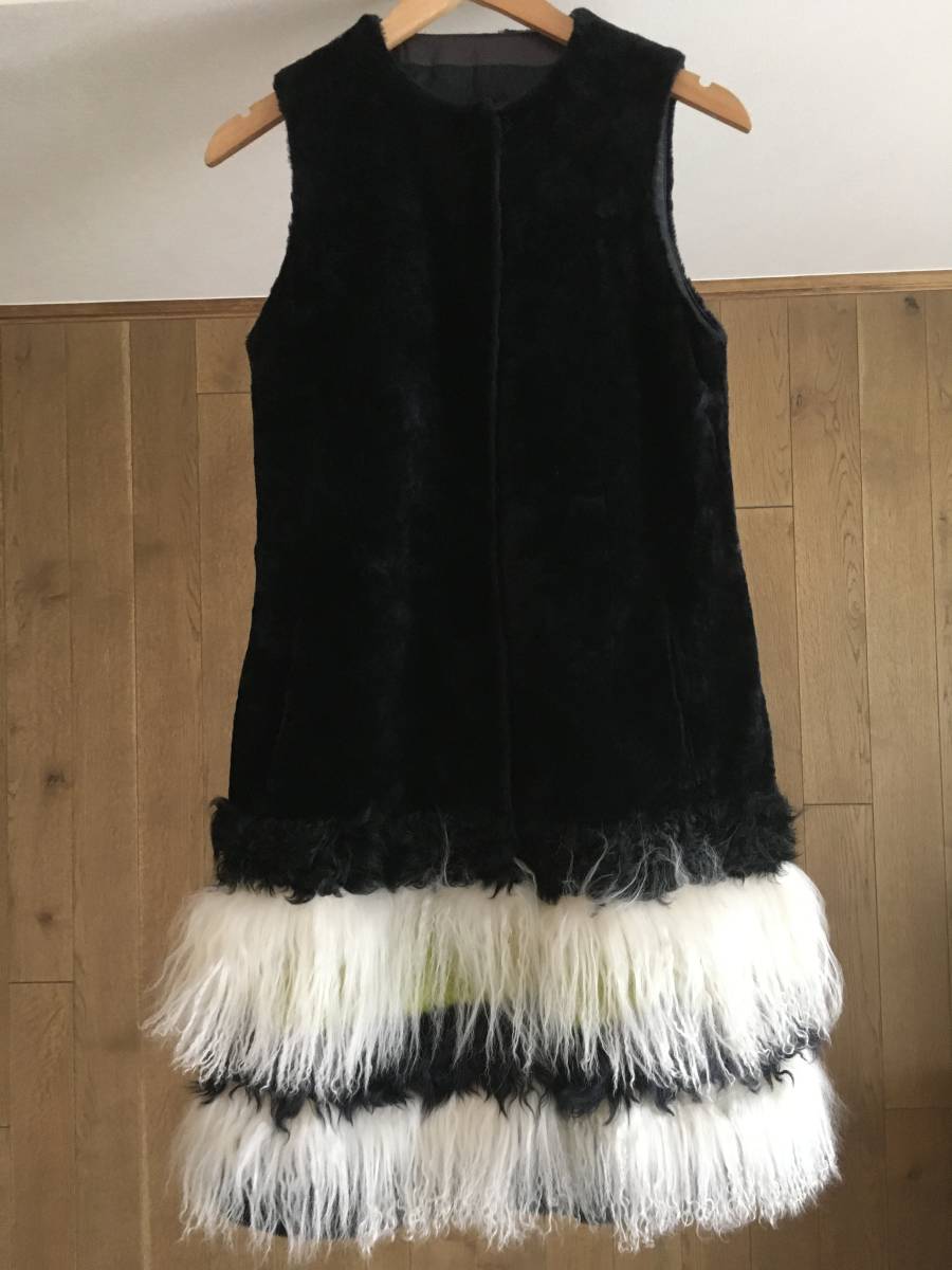 美品 　DROMe(ドローム)　ロング　羊革　ムートン ベスト