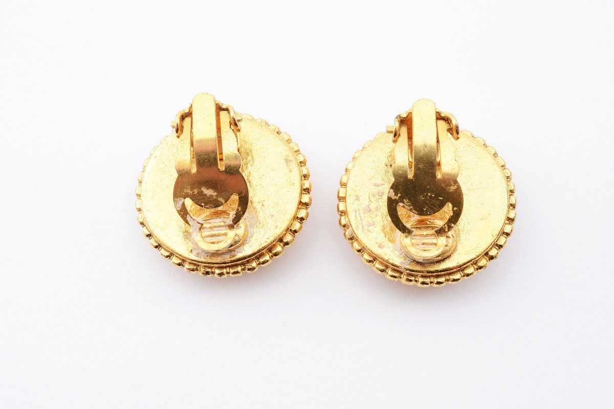 イヤリング㉕ 極美品 シャネル イヤリング イエロー ロゴ カラーストーン 色石