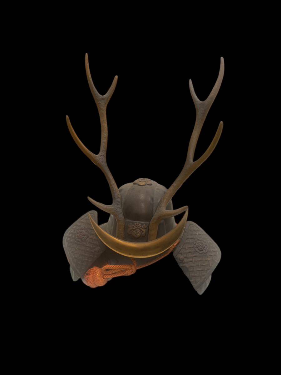 山中鹿之助之 兜 鎧 S 兜 置物 縁起物 かぶと 鉄製 美術工芸 戦国武将