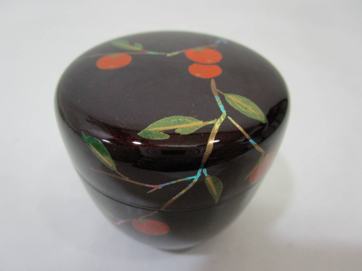 【風流庵】 『薄茶器』 樹脂製 内梨地　★　柿かき蒔絵 中棗　化粧箱 