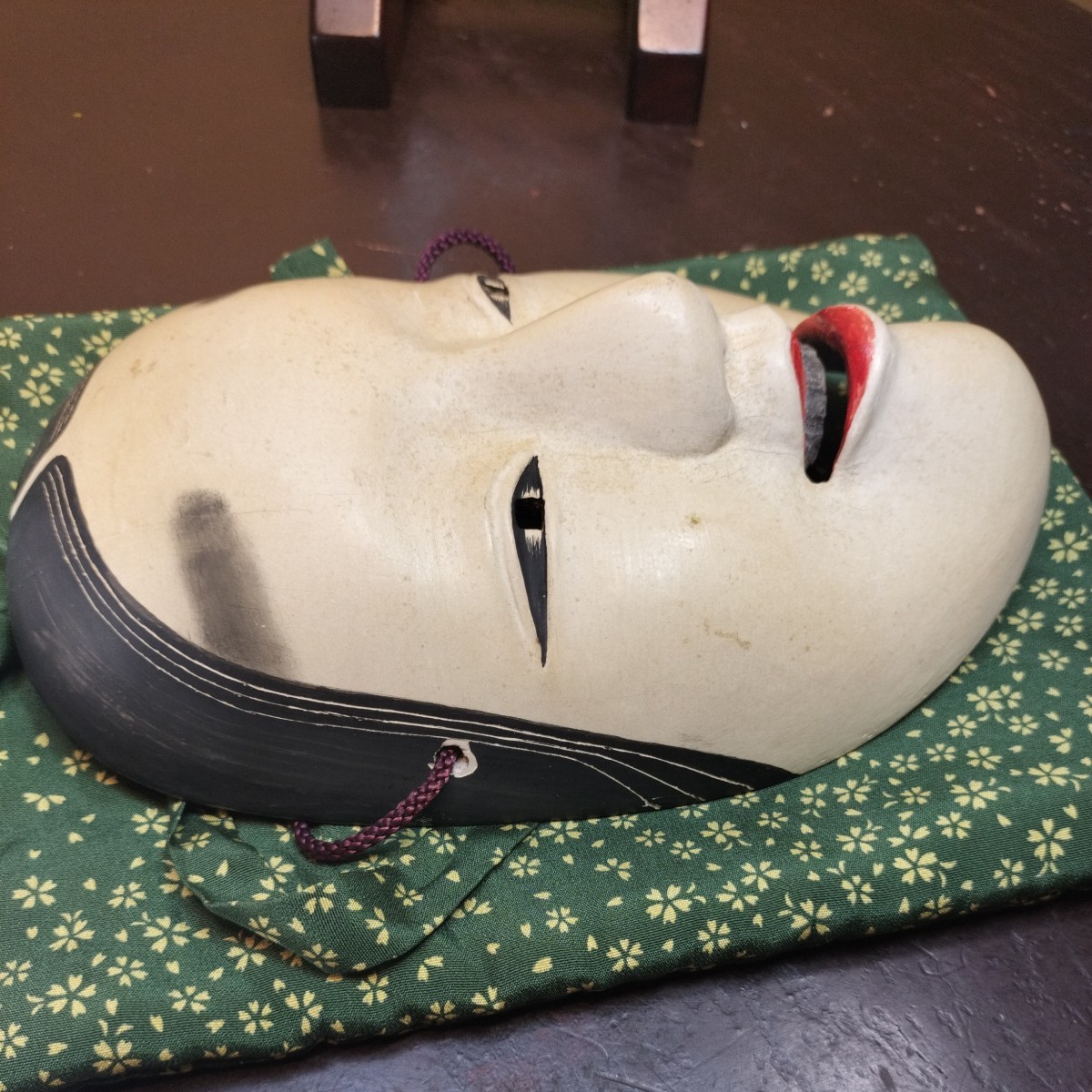 時代面/木彫/彩色/能面/在銘/佐長/能楽/女方面/狂言/神楽/古美術/伝統