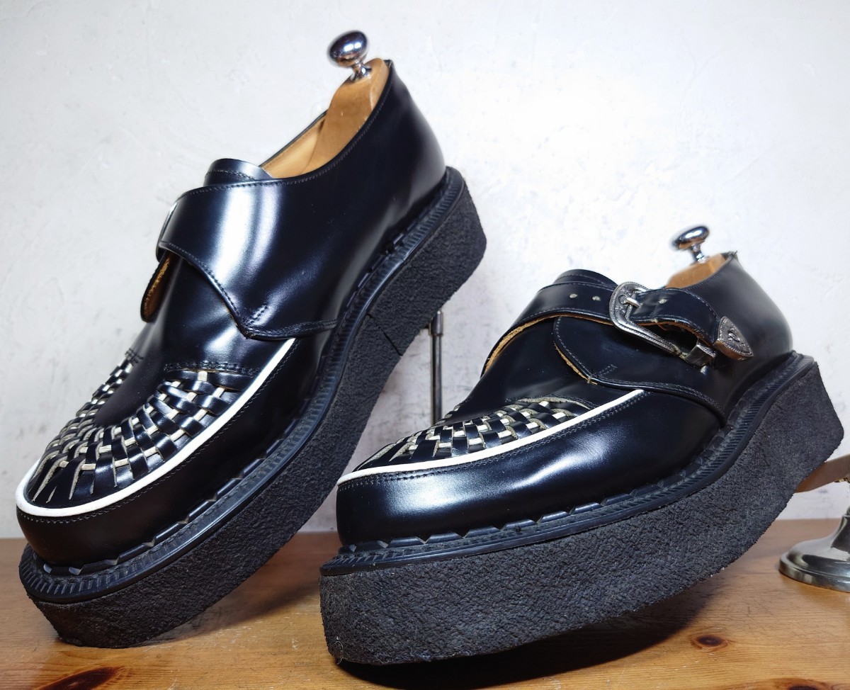 【美品】英国製 GEORGECOX/ジョージコックス アラスカ シングルモンク ラバーソール UK9 27.5-28cm相応 ブラック 黒/ギブソン robot 666