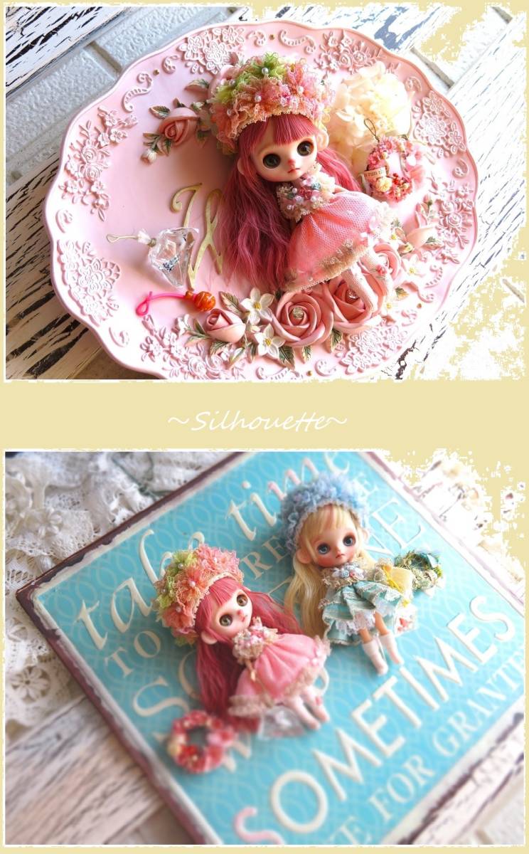 ■＊シルエット～ブルーグッピーとレモンの夏～プチブライスの小さなお洋服小物たちのセット×ピンクドレス