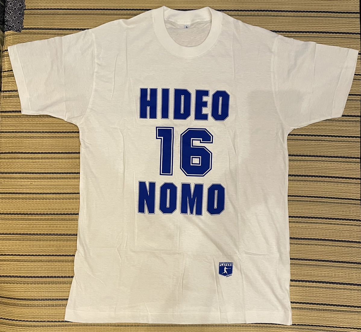 白 ホワイト ブルー MLB ロサンゼルス ドジャース LOS ANGELS DODGERS 野茂英雄 HIDEO NOMO 16 プリント シングルステッチ 半袖 Tシャツ L