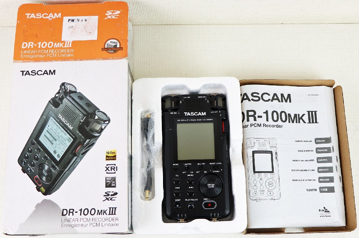 S◇中古品◇リニアPCMレコーダー DR-100MK3 TASCAM/タスカム/TEAC LINEAR PCM RECORDER 箱/説明書/デジタル入力変換ケーブル/SDカード16GB リニアPCMレコーダー TASCAM | 24bit&frasl;96kHz対応 dr-100mk3の通販 dr-100mkiii」の落札相場・落札価格