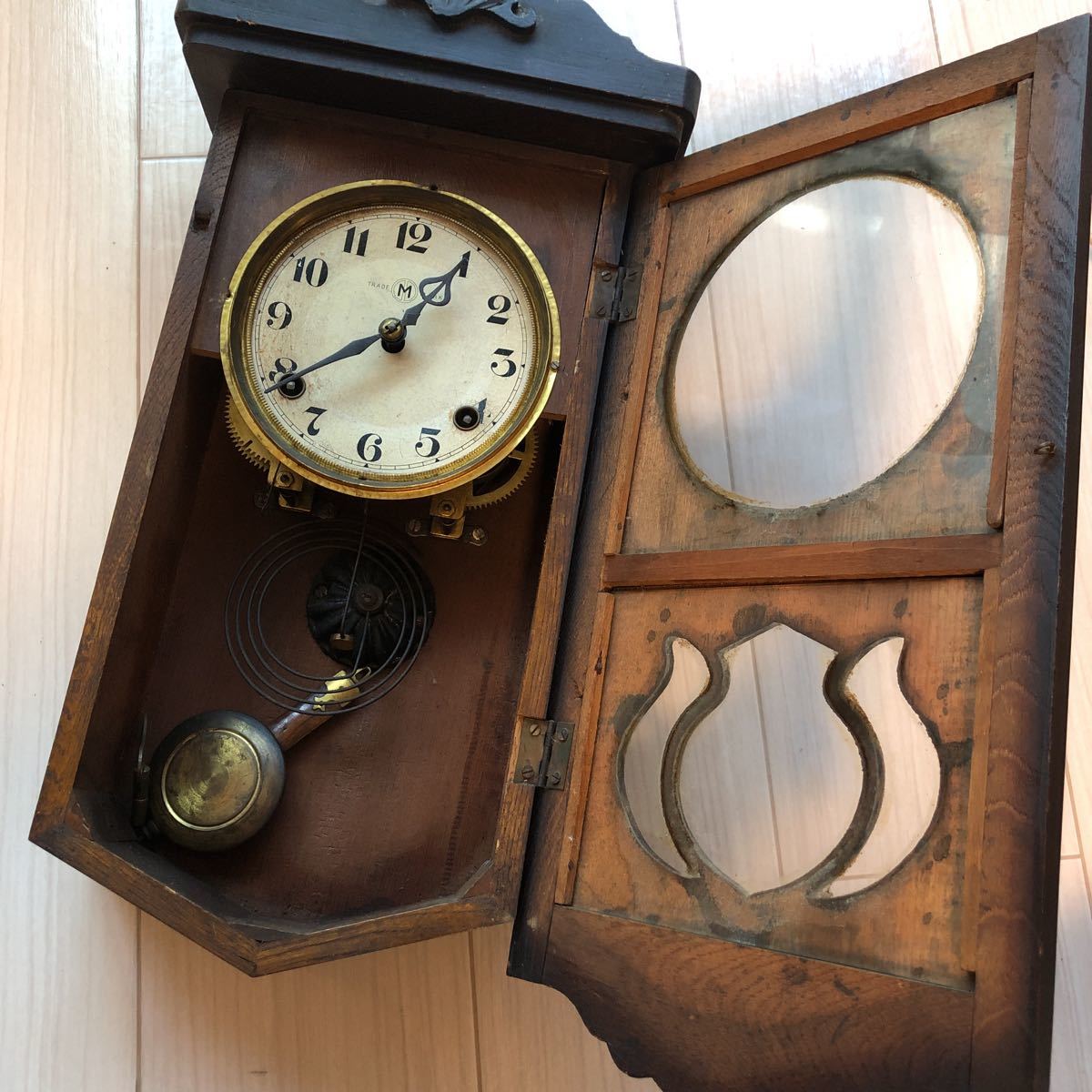 昭和レトロ ゼンマイ 振り子時計 TRADE MARK M 昭和 アンティーク