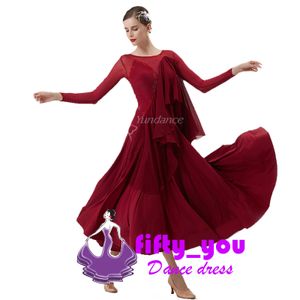 新品fifty_you　レディース社交ダンス衣装 競技試合デモ練習用ドレス モダンドレス サイ