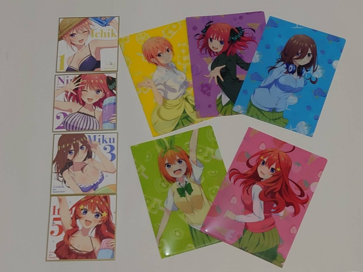 『五等分の花嫁∽』【入場特典：描きおろしミニ色紙水着Ver.４種(一花、二乃、三玖、五月)】セブンイレブンコラボＡ5クリアファイル全５種