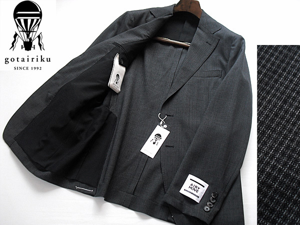【新品】夏~ 五大陸 gotairiku AIRY MOVE 軽量ストレッチ サマ―ウールジャケット アンコンジャケット D，GRY 織柄 (BM) 幅広Mサイズ