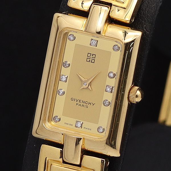 メンズ 【美品 稼働品】GIVENCHY クォーツ ゴールド 腕時計 ラウンド 