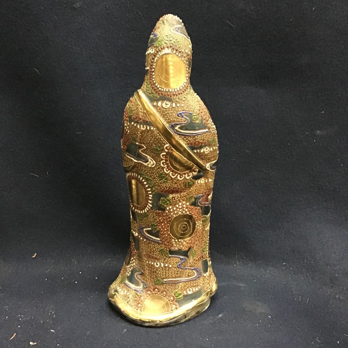 九谷焼 金彩 観音菩薩 骨董品 美術置物 仏像 九谷焼 聖観音菩薩像 立像