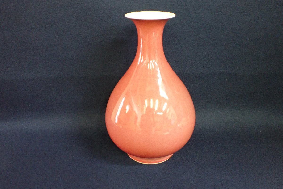 ☆080402 中国美術 辰砂 大清乾隆年製 大型 花瓶 高さ31cm ☆