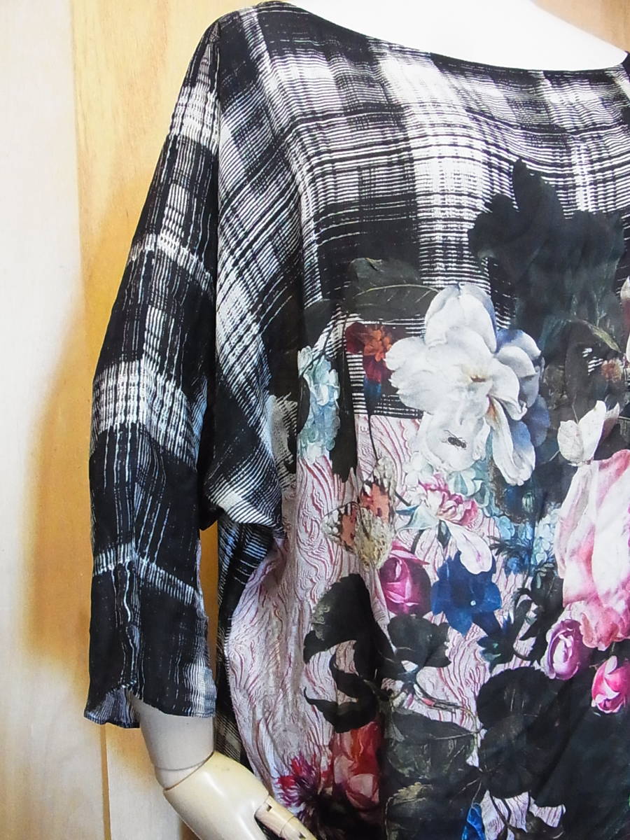 MARINA RINALDI シルク チュニック 長袖　限定特別価格 綺麗 イタリア製 マリナリナルディ MARINA RINALDI 花柄 シルク