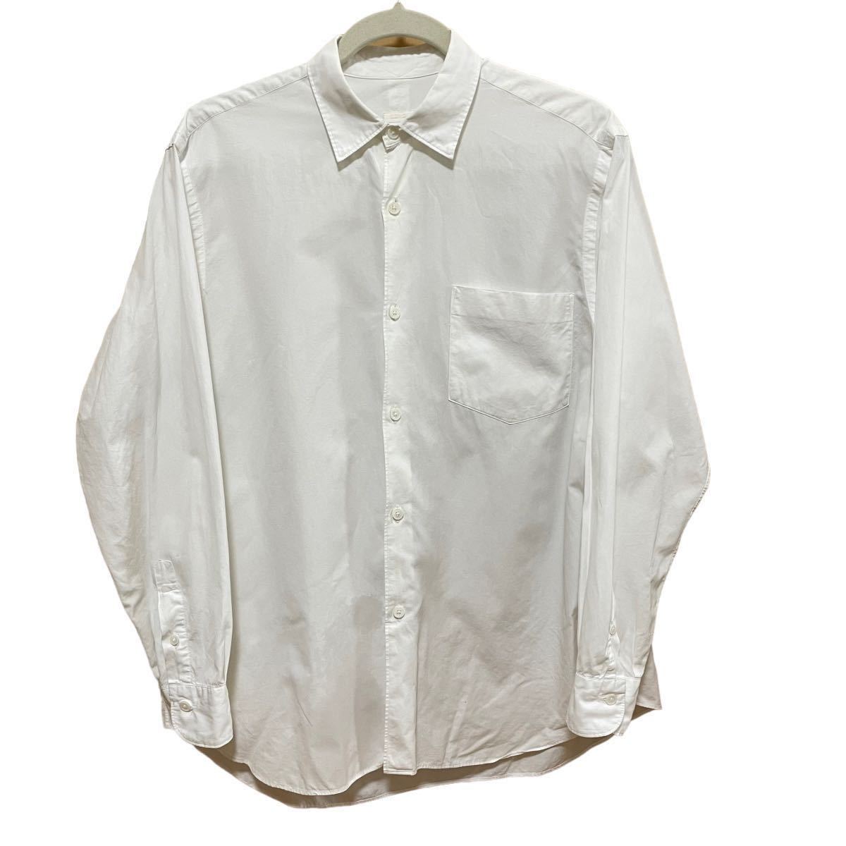 【COMOLI】 美品　ホワイト 長袖シャツ　1 1円 定番 COMOLI コモリ シャツ 長袖 レギュラーカラー コットン 綿