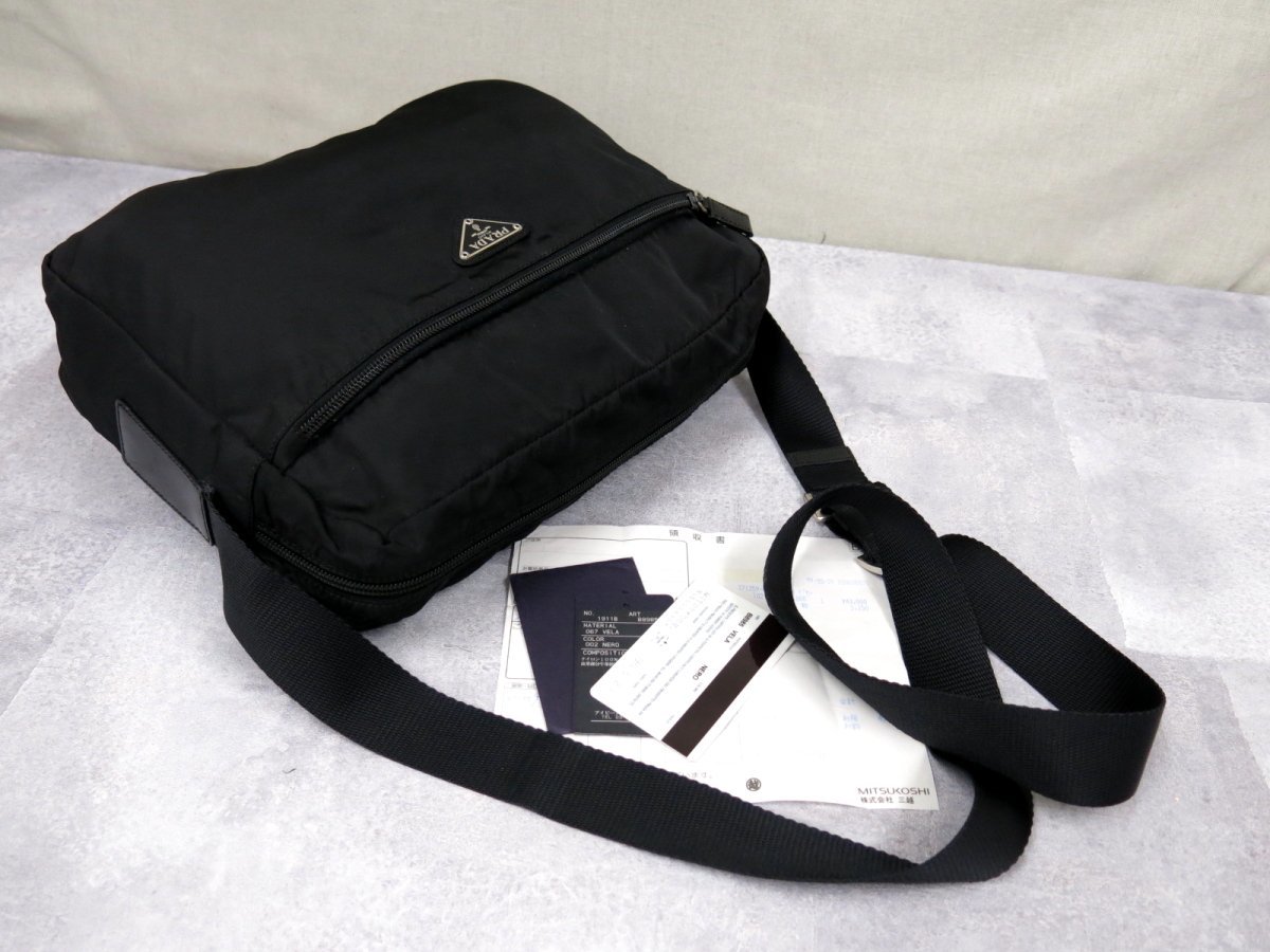 ○超美品○PRADA プラダ○ポコノ ナイロン カーフ レザー 本革 