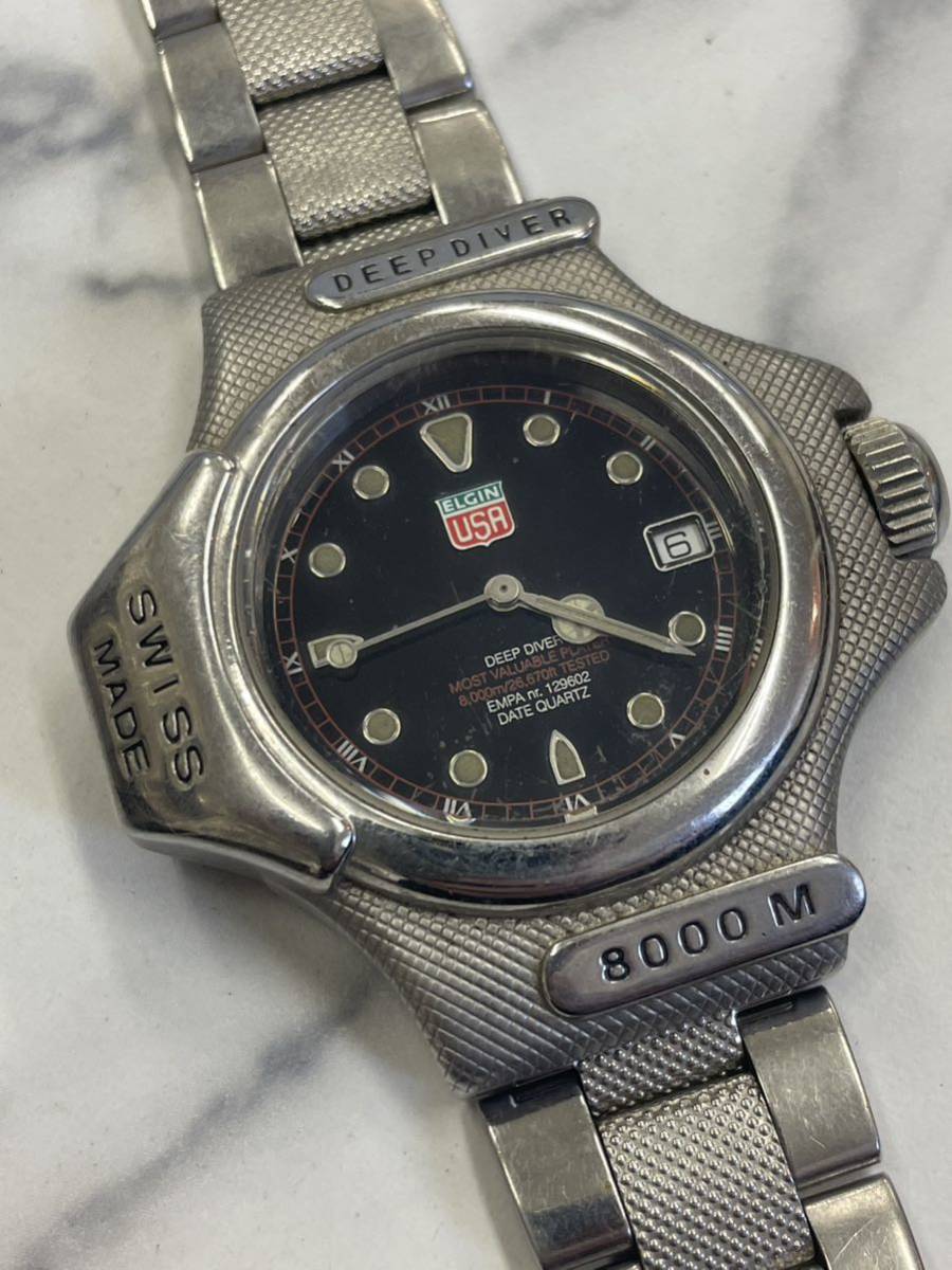 32. 稼働品 ELGIN エルジン 8000m DEEP DIVER ディープ ダイバー 