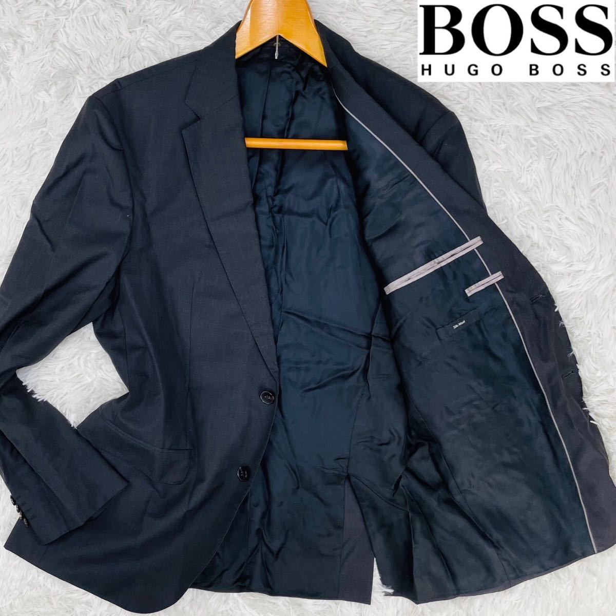 メンズ 極美品 HUGO BOSS ヒューゴボス テーラードジャケット リネン混