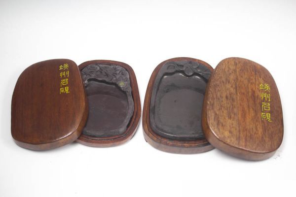 中古】書道具 硯 中国硯 中国制詰 羅級硯 彫刻硯 端州名硯 中国書画墨
