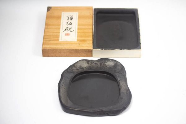中古】書道具 硯 中国硯 中国制詰 羅級硯 彫刻硯 端州名硯 中国書画墨