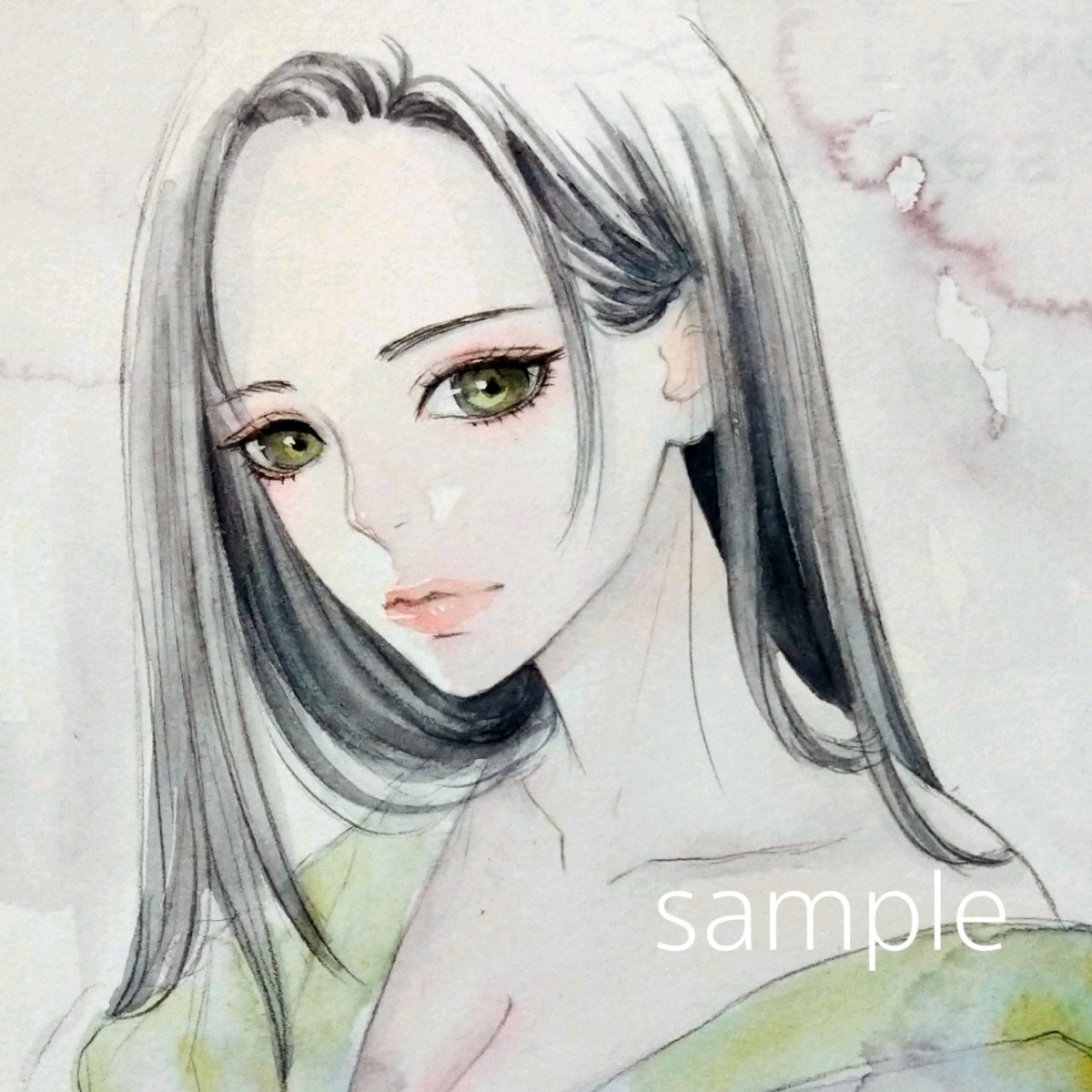 肉筆原画　絵画　水彩画　美人画　和装　グラビア　　セクシー　mucica オリジナル　創作　