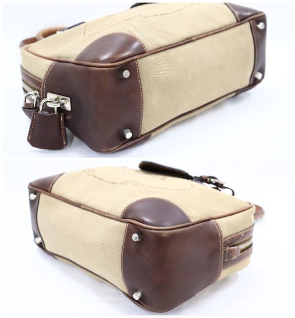 1円都 PRADA プラダ カナパ ジャガード レザー ハンドバッグ ボストン