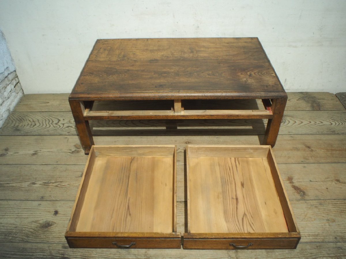 家具 タS0794◇天板W85cm×D53cm◇アンティーク◇味のある古い木製文机