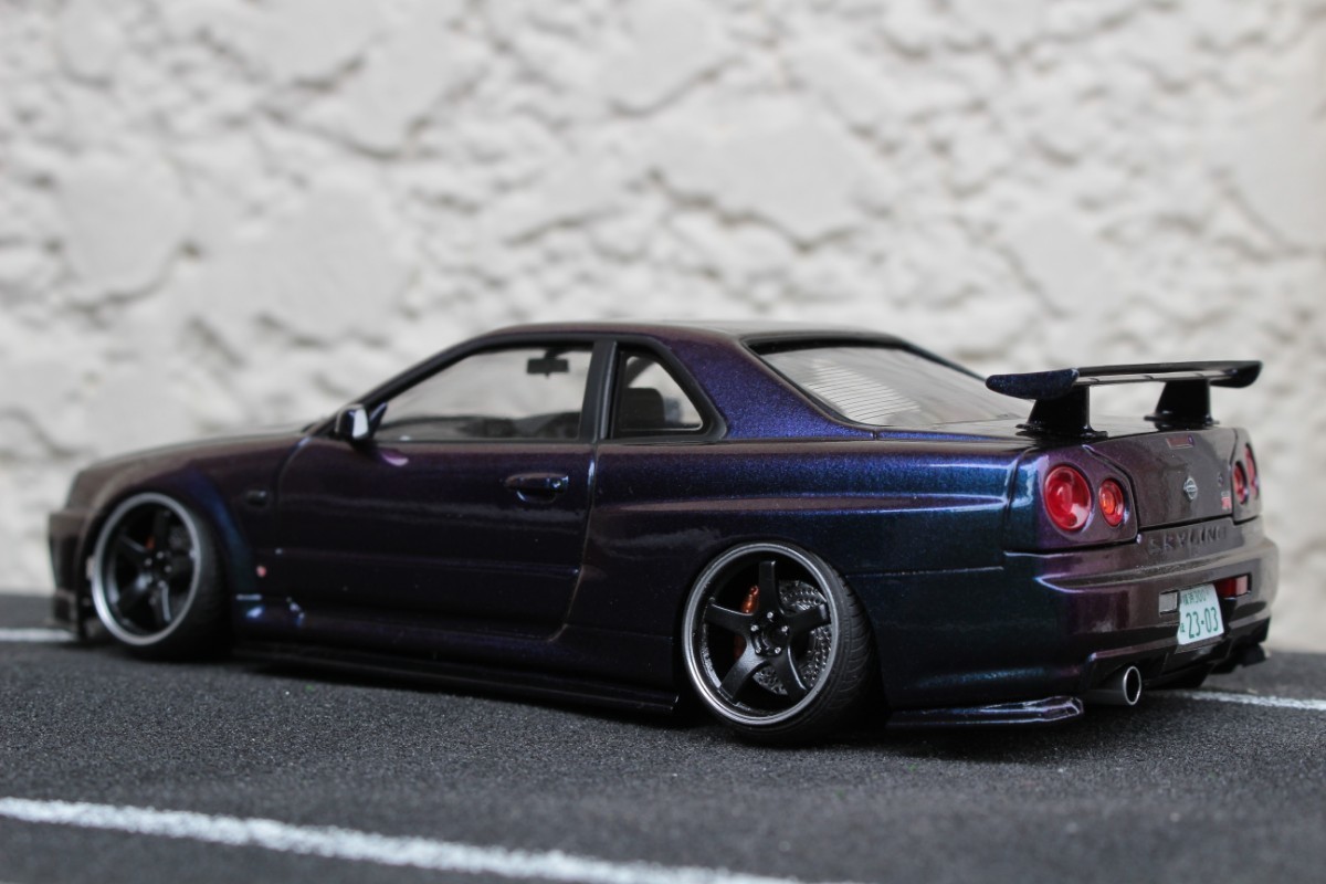 1/24 アオシマ スカイライン r34 gt-r gtr stance 完成品 rb26 【公式 
