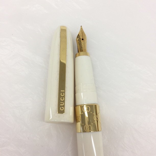 BHAL7017】GUCCI グッチ グッチシマ 万年筆 GP×レジン ホワイト