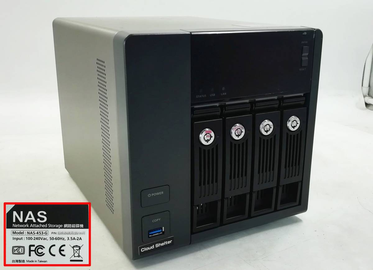 ALEXON/アレクソン Cloud Shelter420 NAS-453-G Pro (QNAP OEM) 4ベイ HDD 1TB x2 鍵無し 即日発送 一週間返品保証【H23081618】