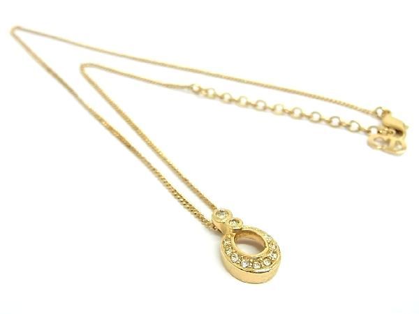1円 ■美品■ ChristianDior クリスチャンディオール ラインストーン ネックレス アクセサリー レディース ゴールド系 BF0447