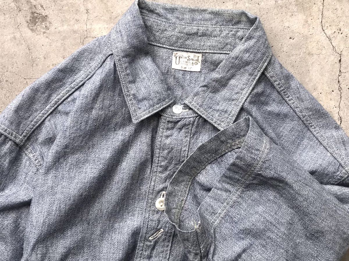 FREEWHEELERS ワークシャツ 17 フリーホイーラーズ メンズ 半袖 コバート生地 シャンブレー ごま塩 デニム