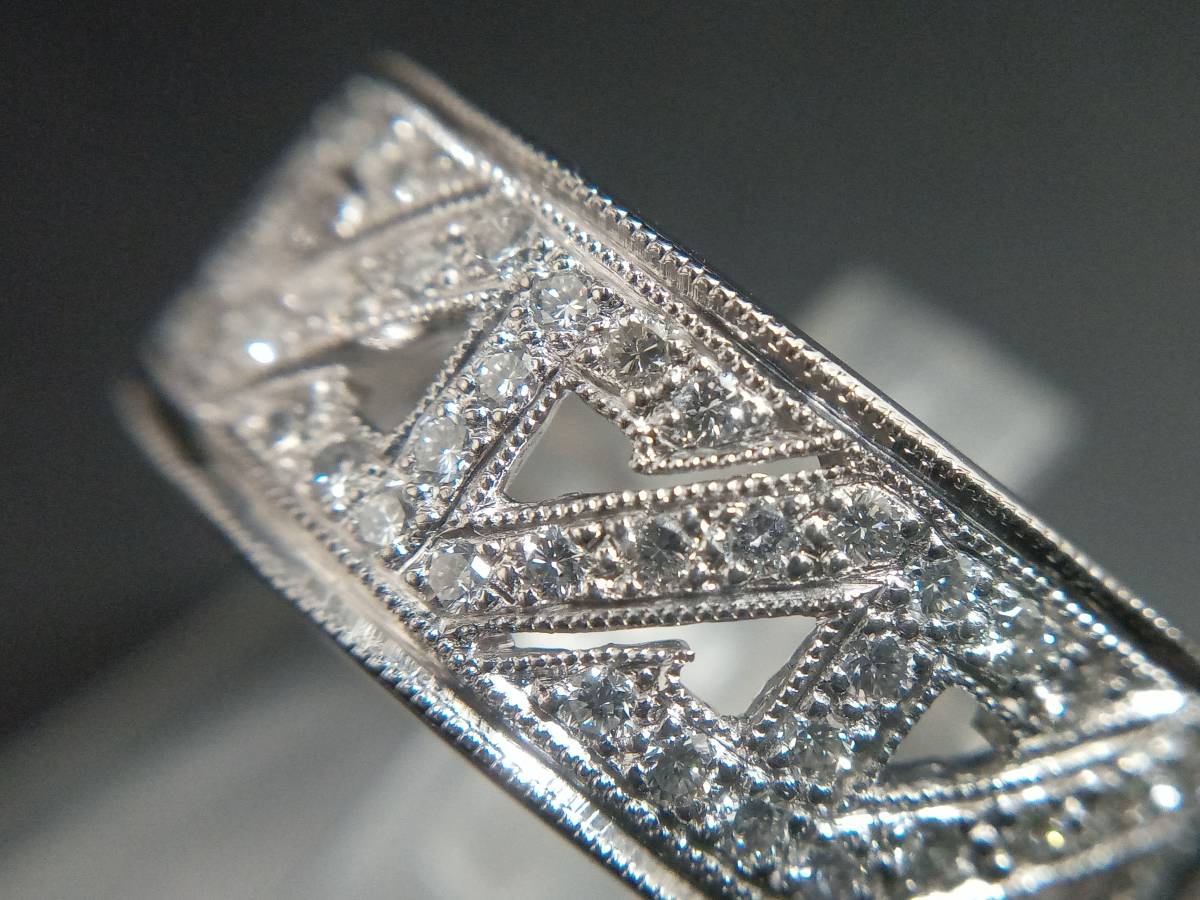 Pt900 プラチナ 約14号 ダイヤモンド0.37ct 約7.3g リング
