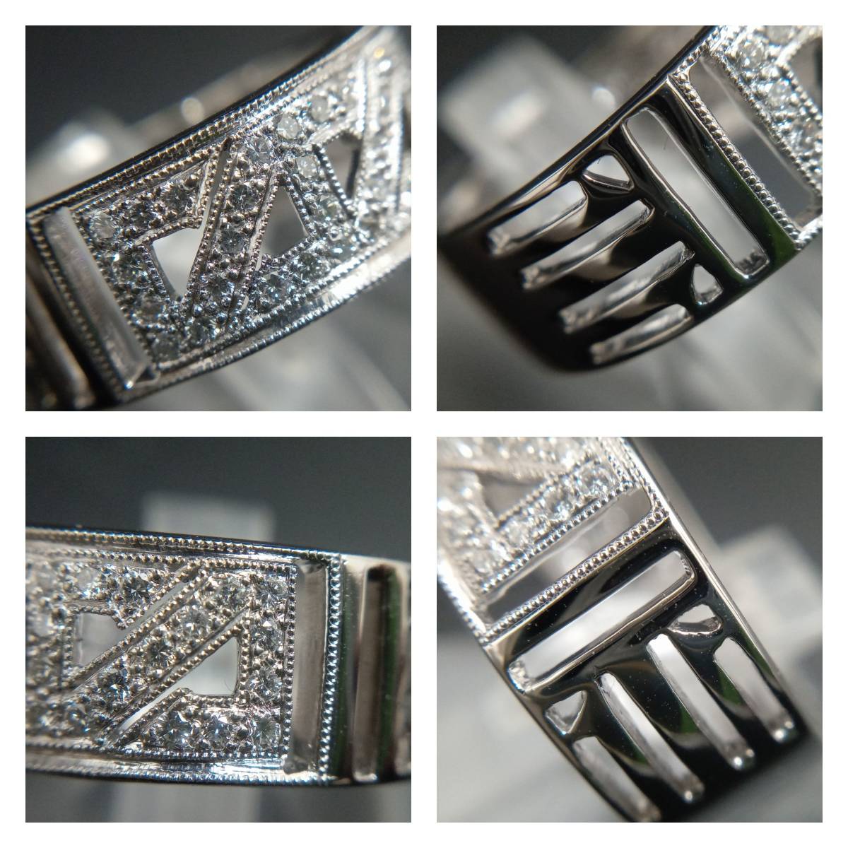 Pt900 プラチナ 約14号 ダイヤモンド0.37ct 約7.3g リング