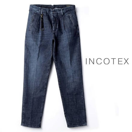 ◆【INCOTEX BLUE DIVISION(インコテックス ブルーディヴィジョン)/テーパードフィット1プリーツクロップドデニムパンツ】[itx2360181]