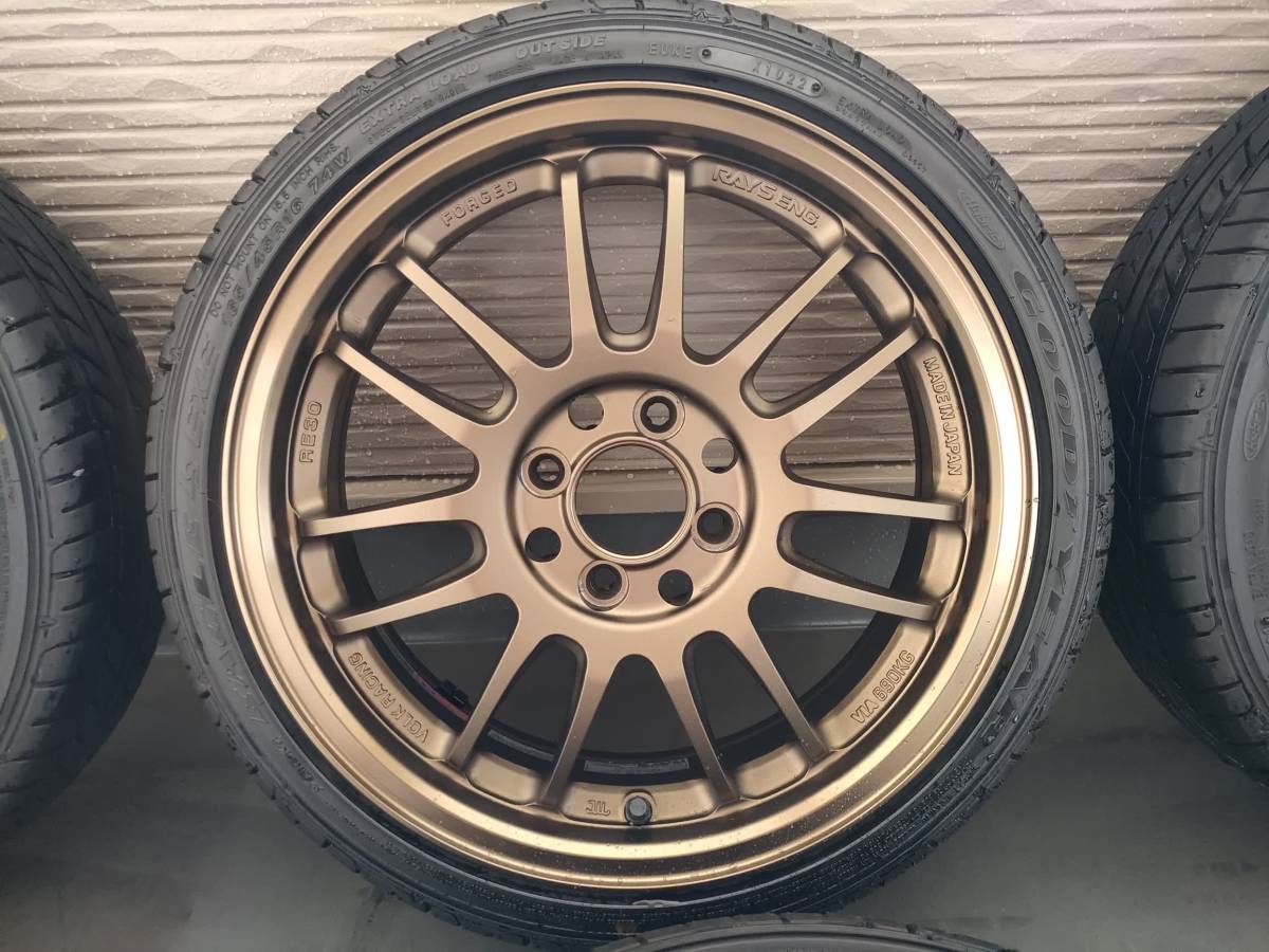 極上品 レイズボルクレーシング RE30 5.5J +45 ブロンズ 22年製バリ山 